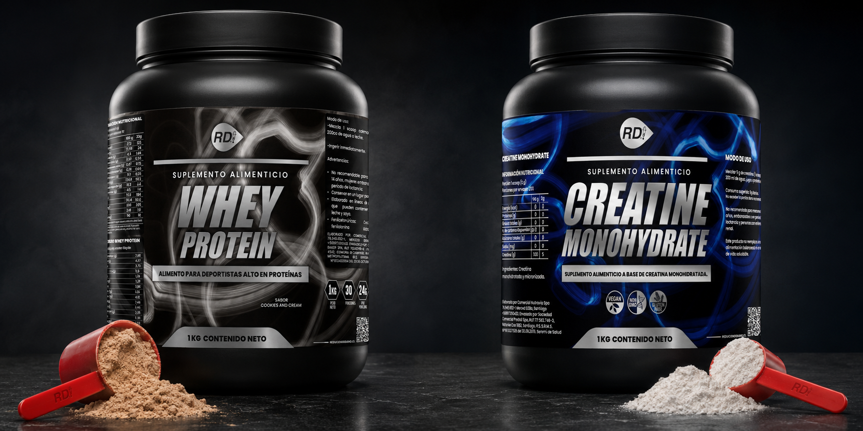 imagen IA ki reparacion base whey protein + creatina de kilo
