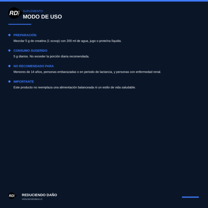 Creatina RD — modo de uso, preparación y advertencias
