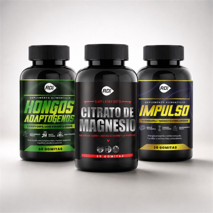 Pack Energía sin Ansiedad — Hongos Adaptógenos, Citrato de Magnesio e Impulso, Reduciendo Daño