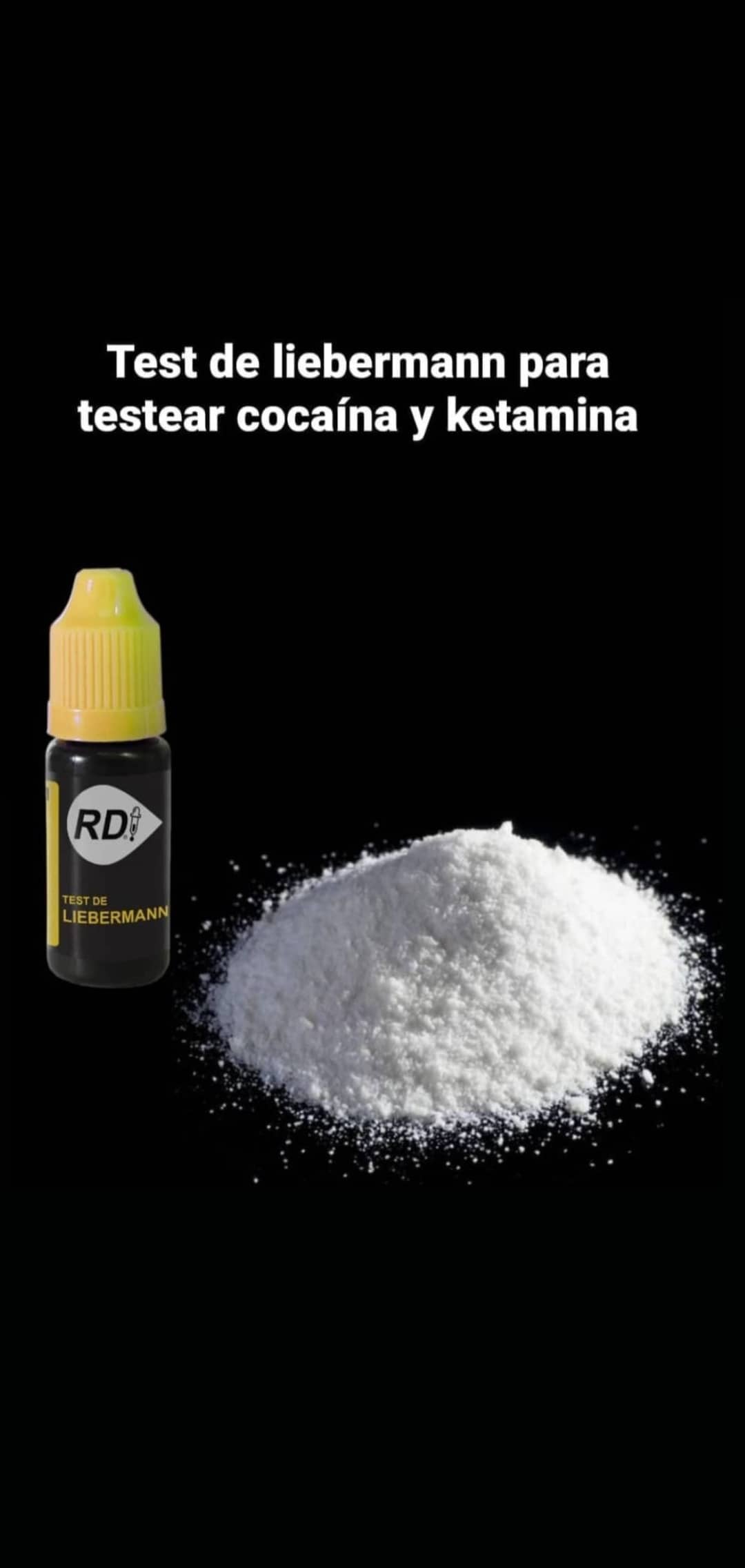 Test de Liebermann para testear cocaína y ketamina