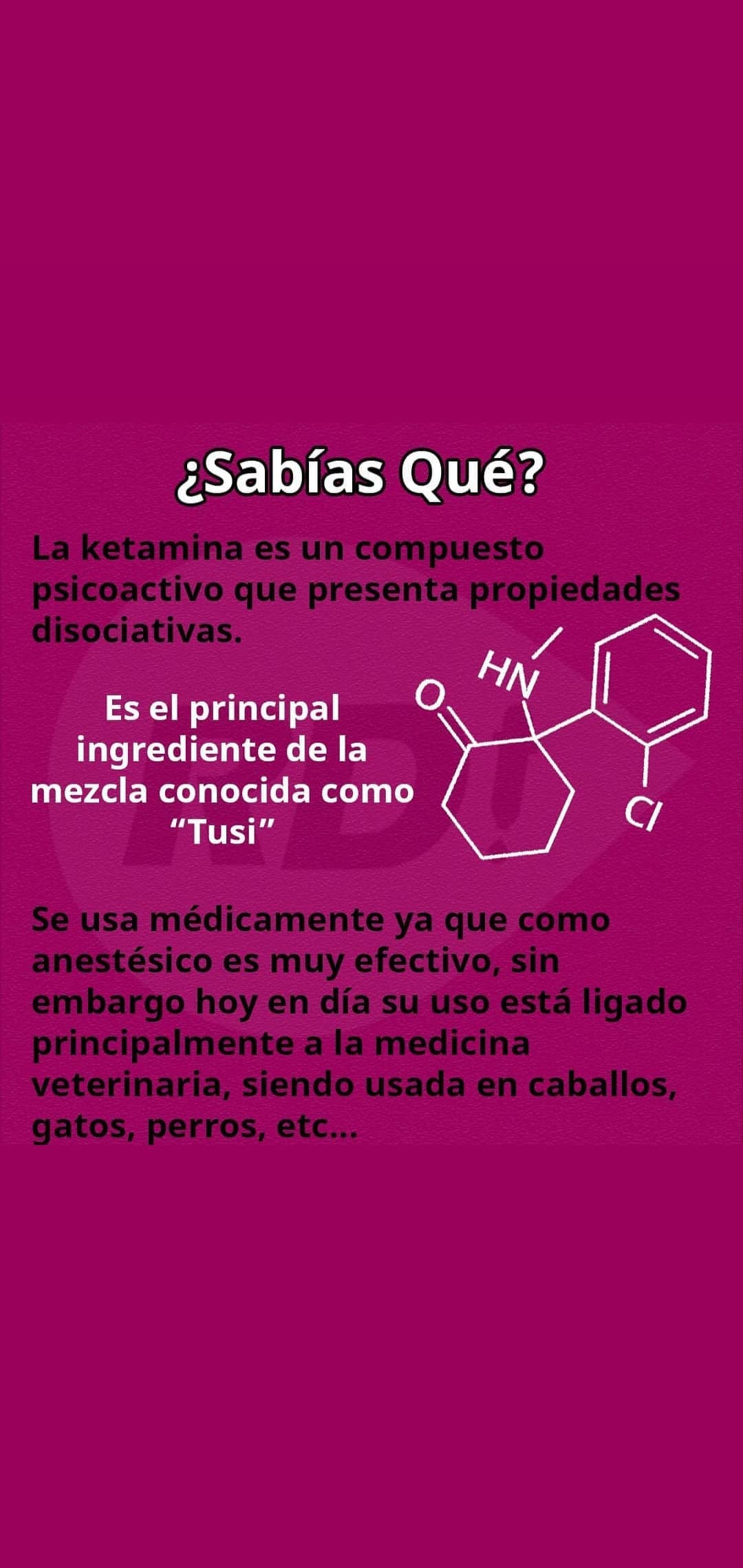La ketamina es el principal ingrediente del Tusi