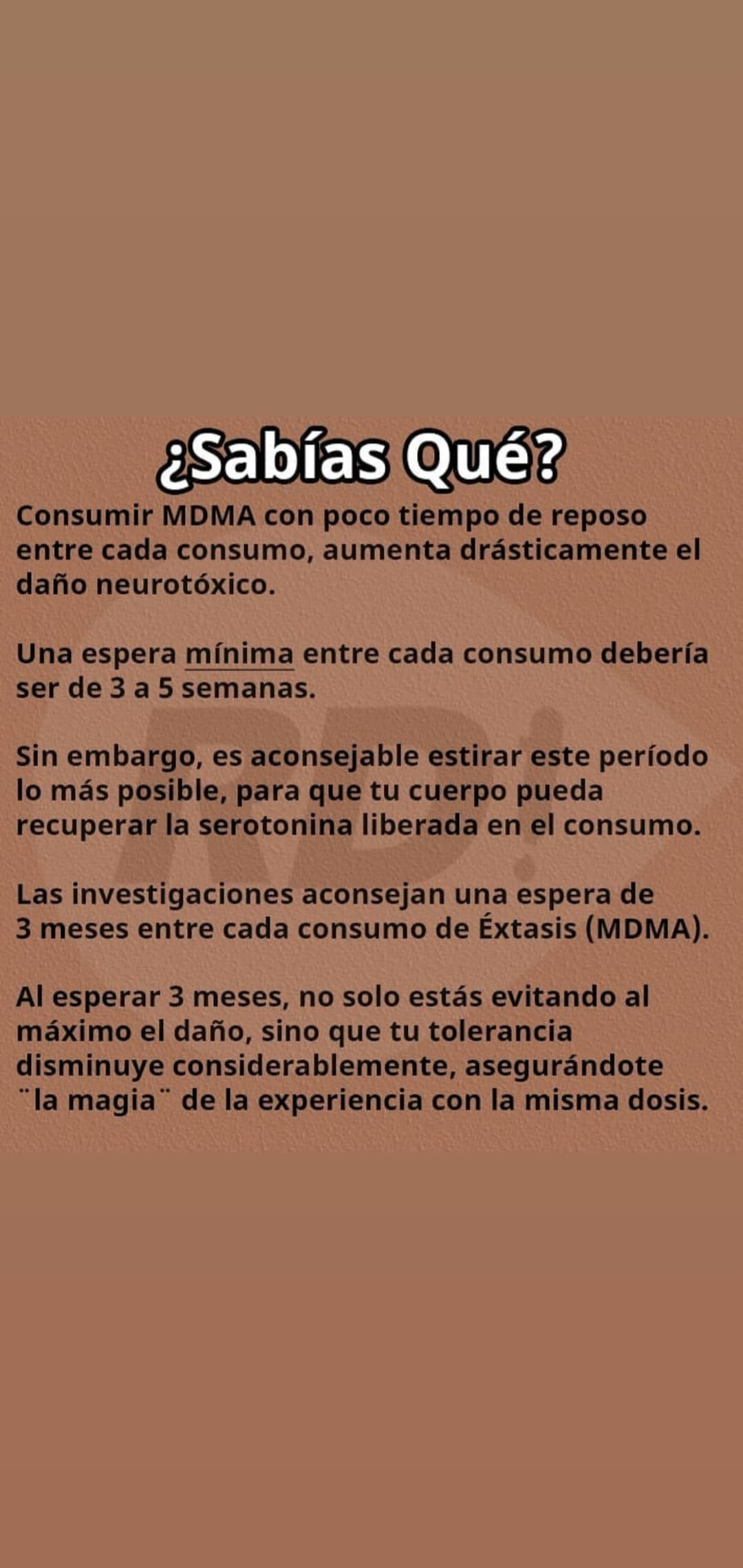 Espera entre consumos de MDMA