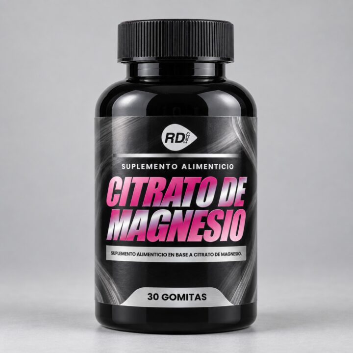 Frasco de Citrato de Magnesio con 30 gomitas de Suplementos RD