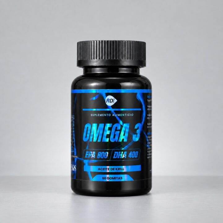 Omega 3 de Krill en Gomitas — frasco sobre fondo gris claro, Reduciendo Daño