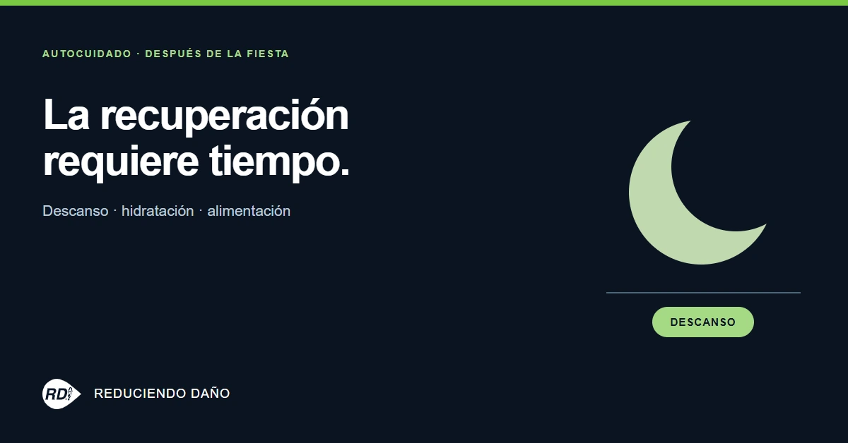 La recuperación requiere tiempo: descanso, hidratación y alimentación.