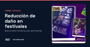 Portada: reducción de daño en festivales, con fotos de un stand de Reduciendo Daño