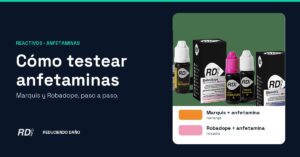 Portada: cómo testear anfetaminas con Marquis y Robadope, con el kit y sus colores
