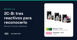 Portada: 2C-B con los reactivos Marquis, Froehde y Robadope, con el kit y sus colores